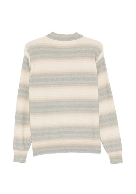 cardigam man blue and beige AURALEE | A26SC01GBBLUE BEIGE STRIPE